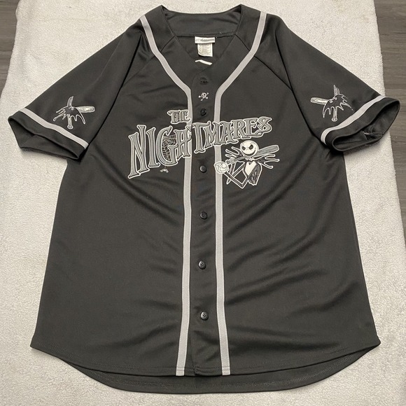 Disney Other - Disney World Nightmare Before Christmas Baseball Jersey Large Black Skellington
